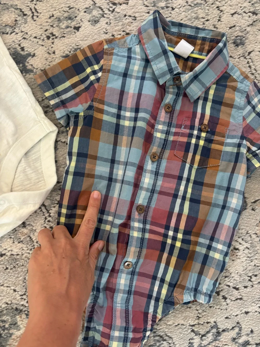 Baby GAP Plaid Collared Onesies in Green & Blue Tones